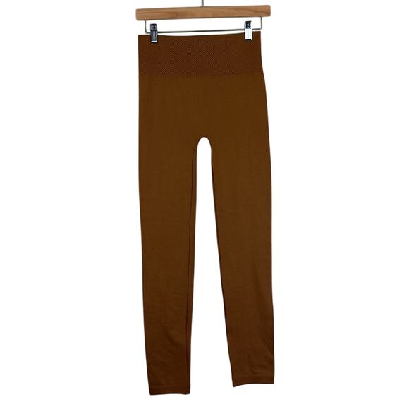 Zenana Leggings Womens S/M Mustard Brown Seamless Leggings High Rise Minimalist - Picture 1 of 4
